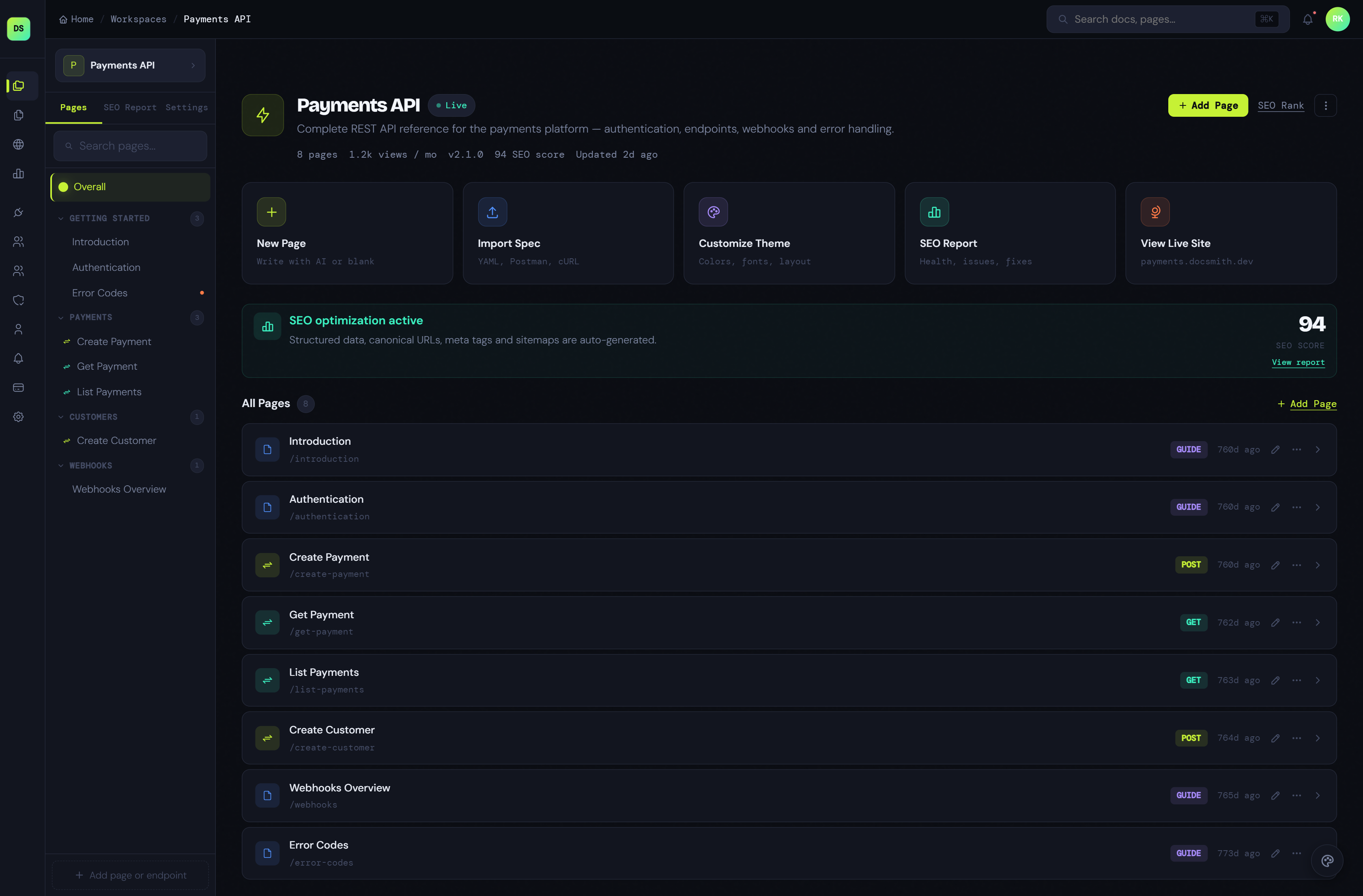 Docnova Workspace Detail View