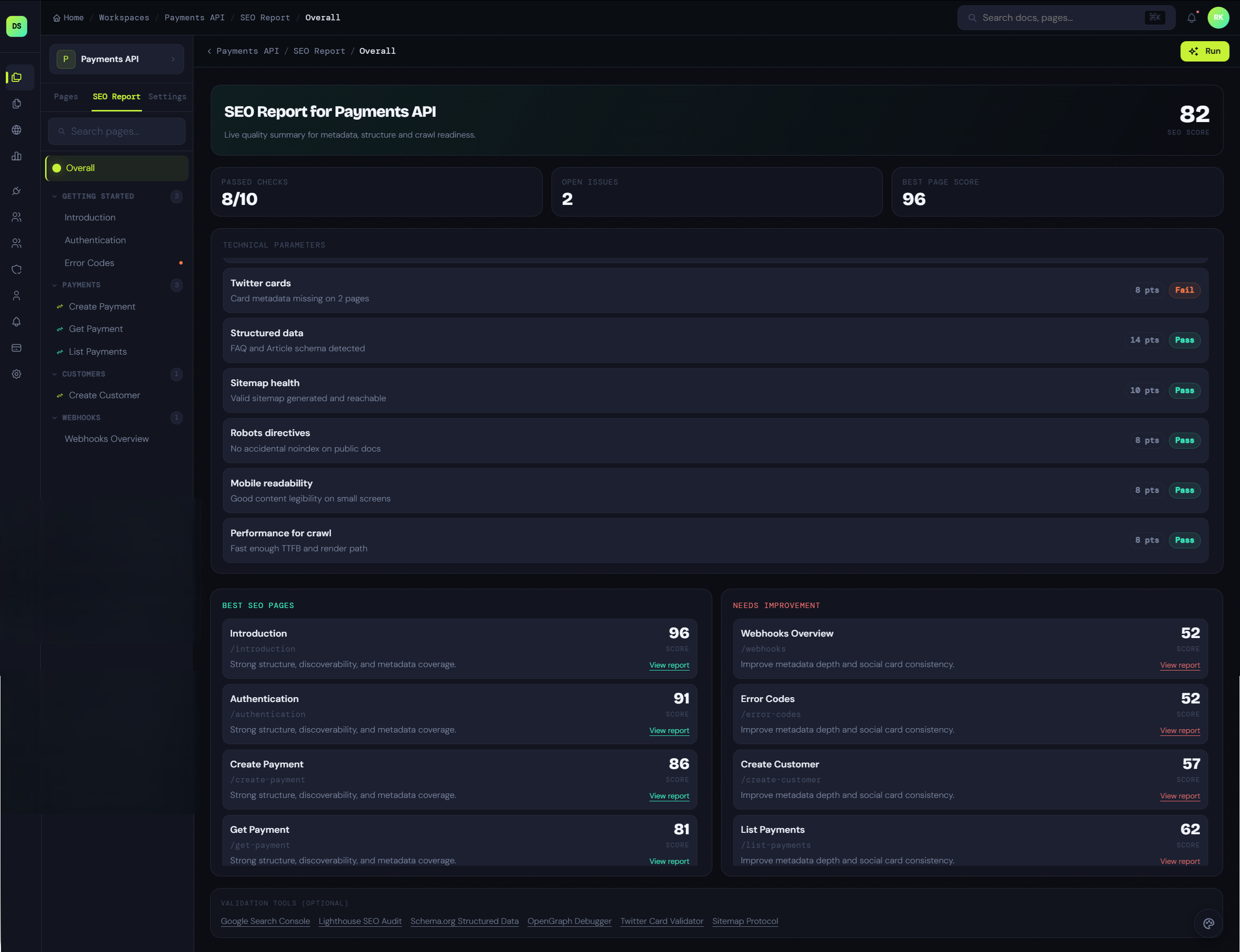 SEO and Page Insights Dashboard